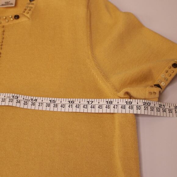 VTG Alfred Dunner Maize Short Sleeve Bead Embroidered Sweater Sz S - Picture 5 of 7
